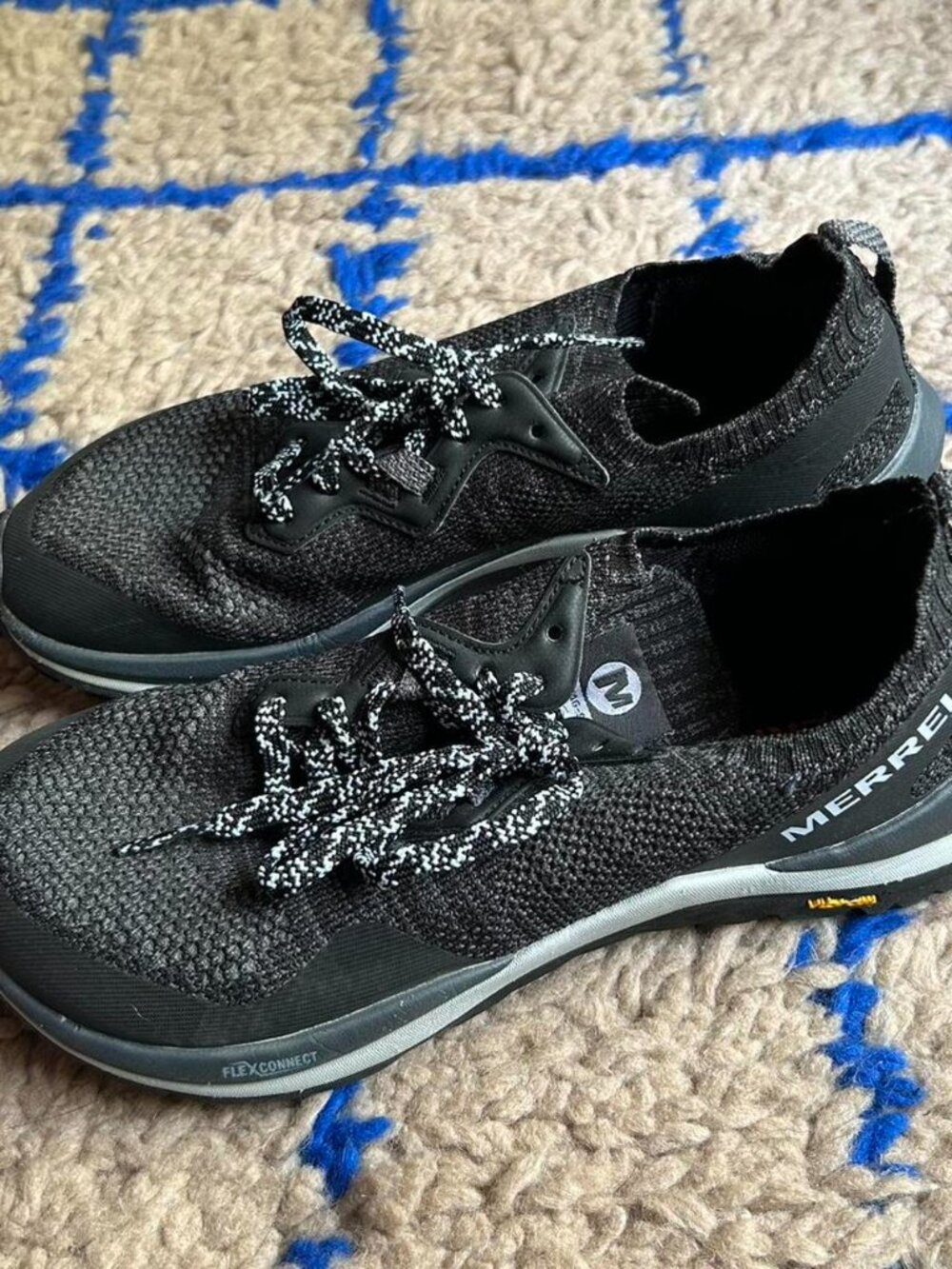 Merrell super lightweight mag-9 vibram black knit trail hiking running shoes - Picture 2 of 5